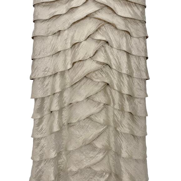 DAVID’S BRIDAL DRESS Women's Size 10 Beige FLOOR LENGTH GOWN Bandage Bodycon - Picture 4 of 8